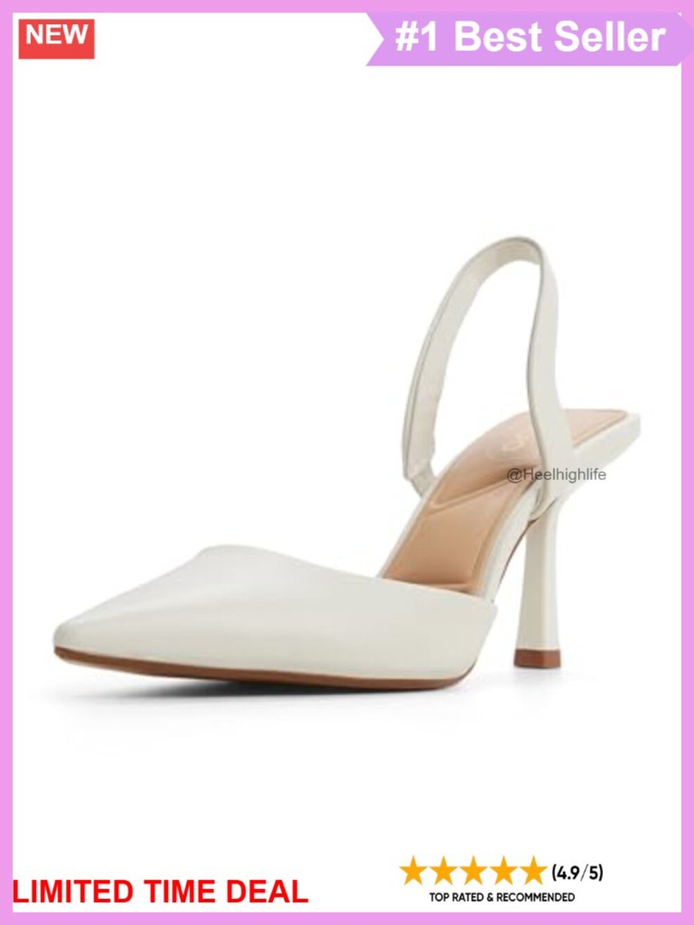 Pointed Toe Slingback Stiletto Pump Leather Slip-On Business Casual